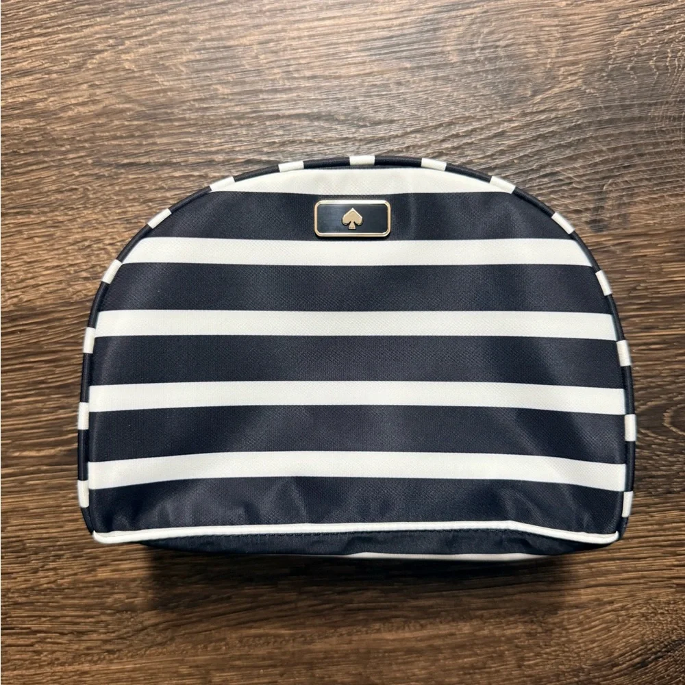 kate spade Black and White Striped Dome Makeup Pouch